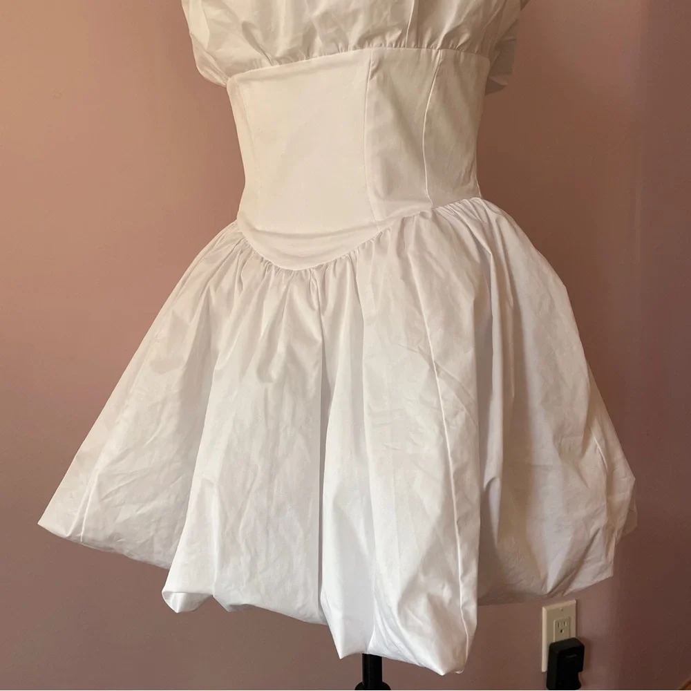 House of CB- Le Puff White Cotton Tulle Mini Dress Square Neck Romantic Size M